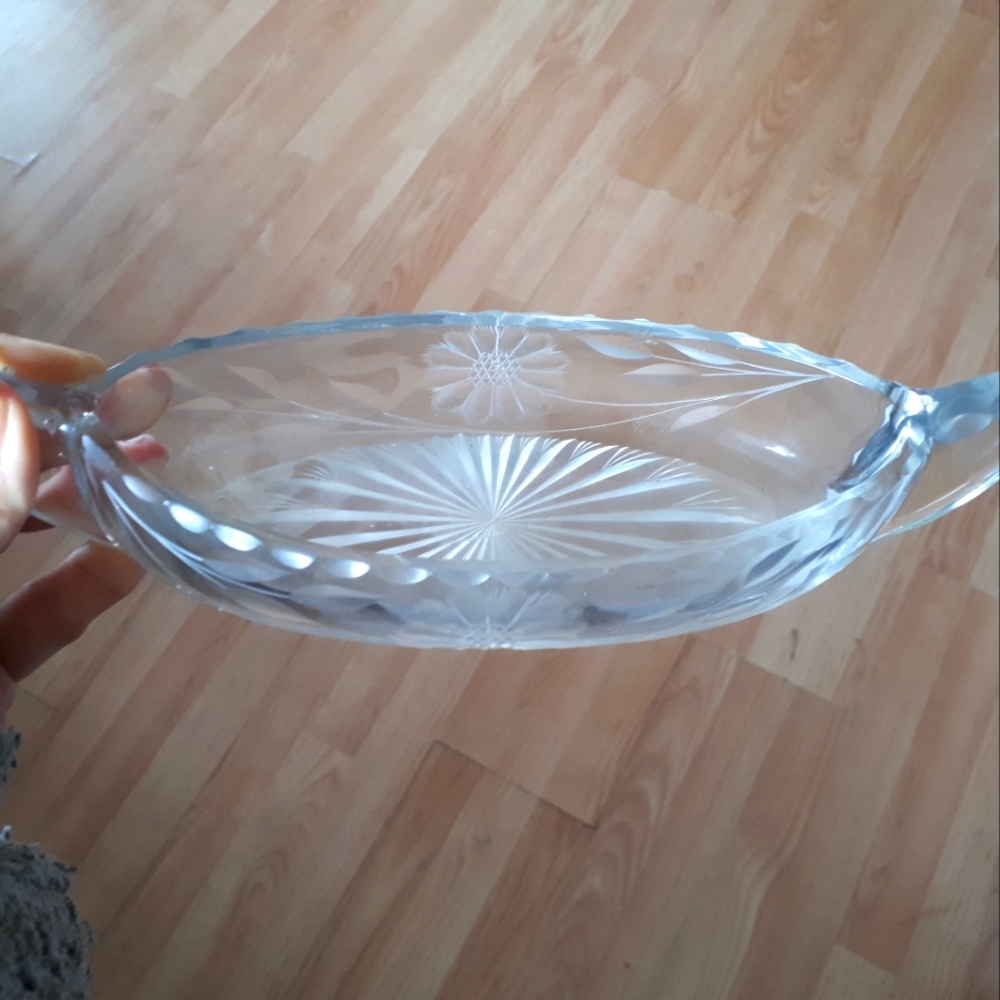 Beautiful Vintage Glass Butter/Serving Dish
